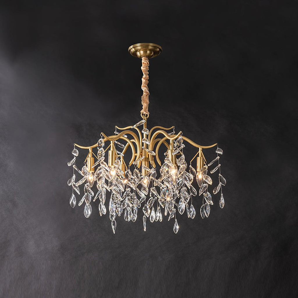 Lustra Chandelier Fer Cristal Feuille - Neutralighting