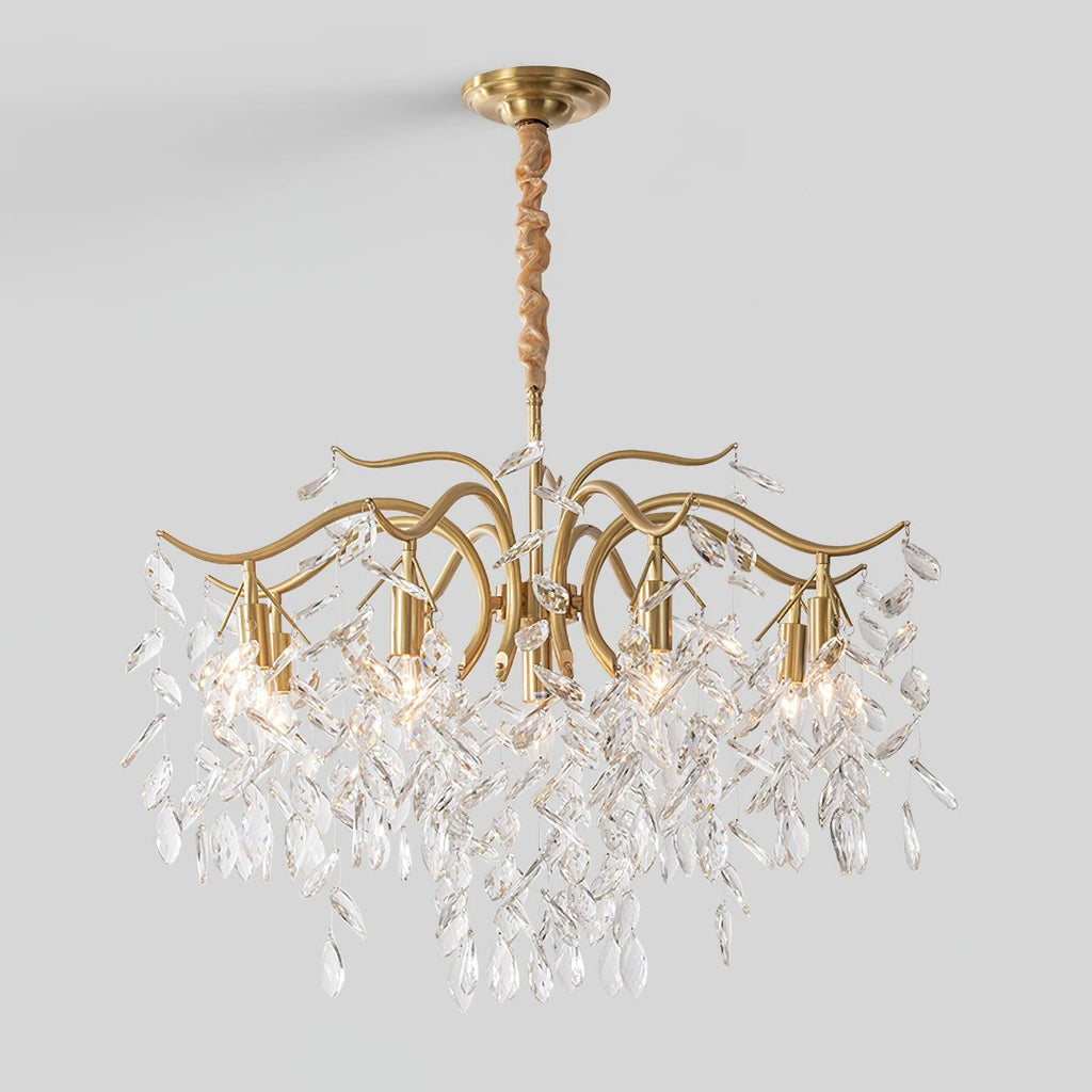 Lustra Chandelier Fer Cristal Feuille - Neutralighting