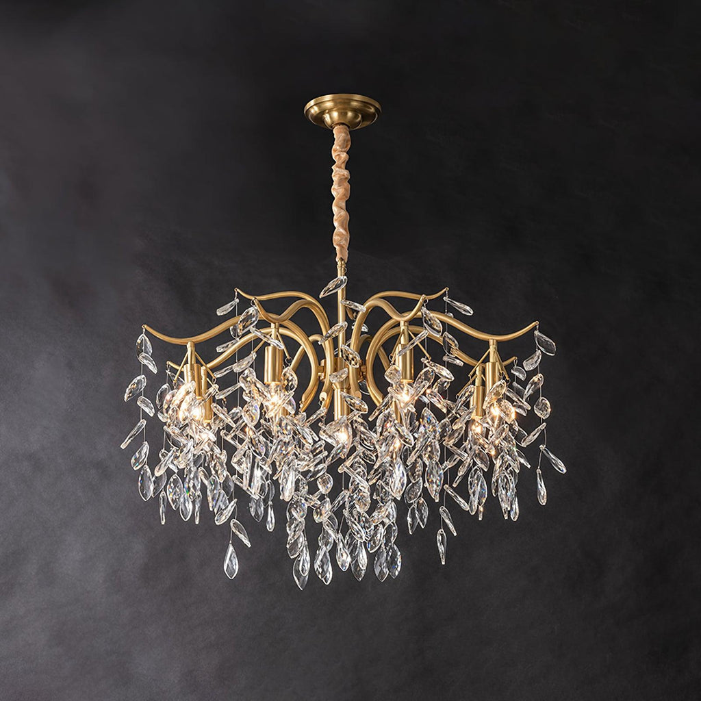 Lustra Chandelier Fer Cristal Feuille - Neutralighting