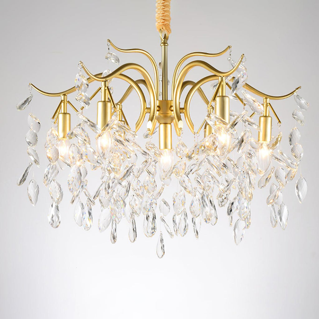 Lustra Chandelier Fer Cristal Feuille - Neutralighting