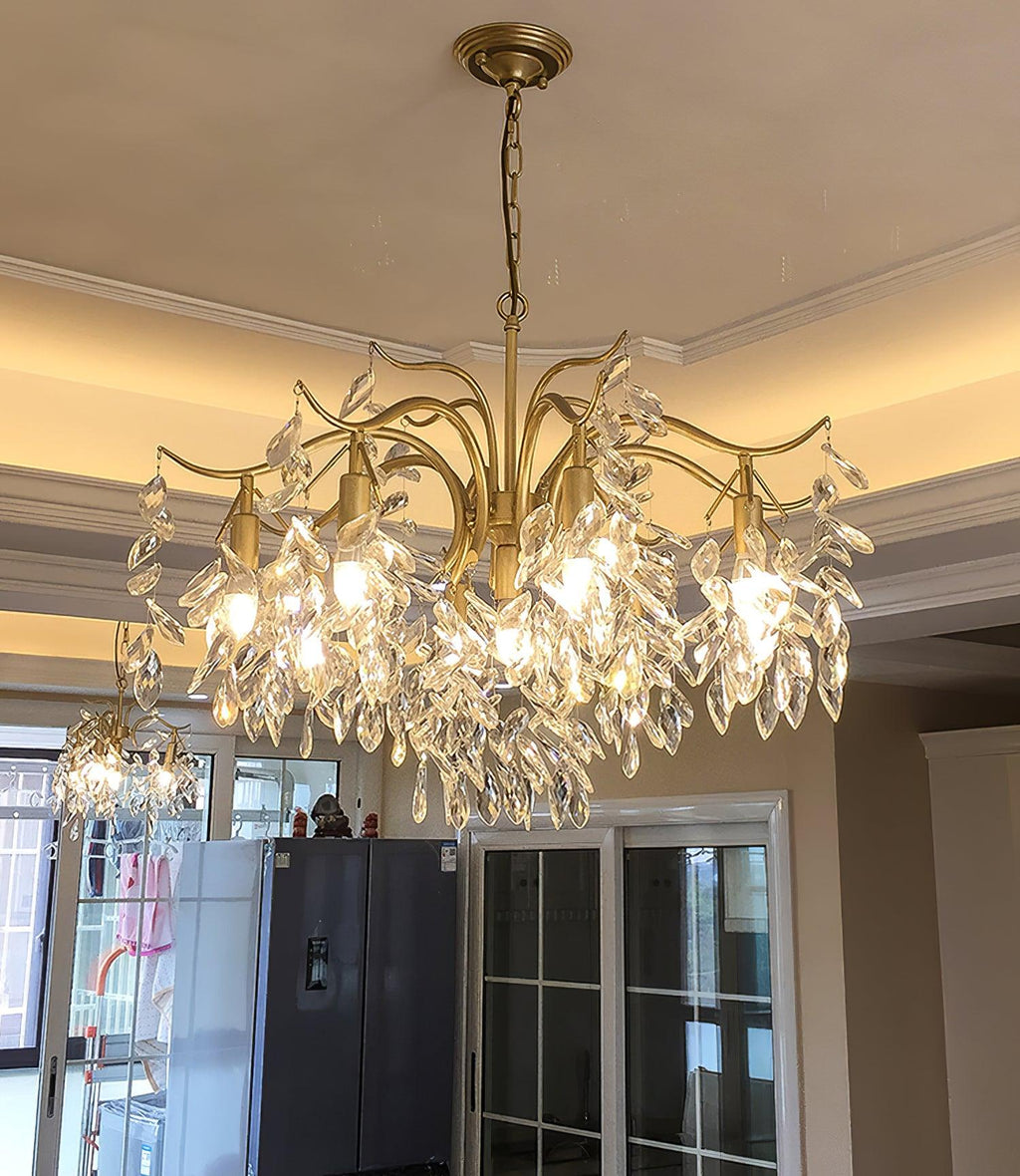Lustra Chandelier Fer Cristal Feuille - Neutralighting