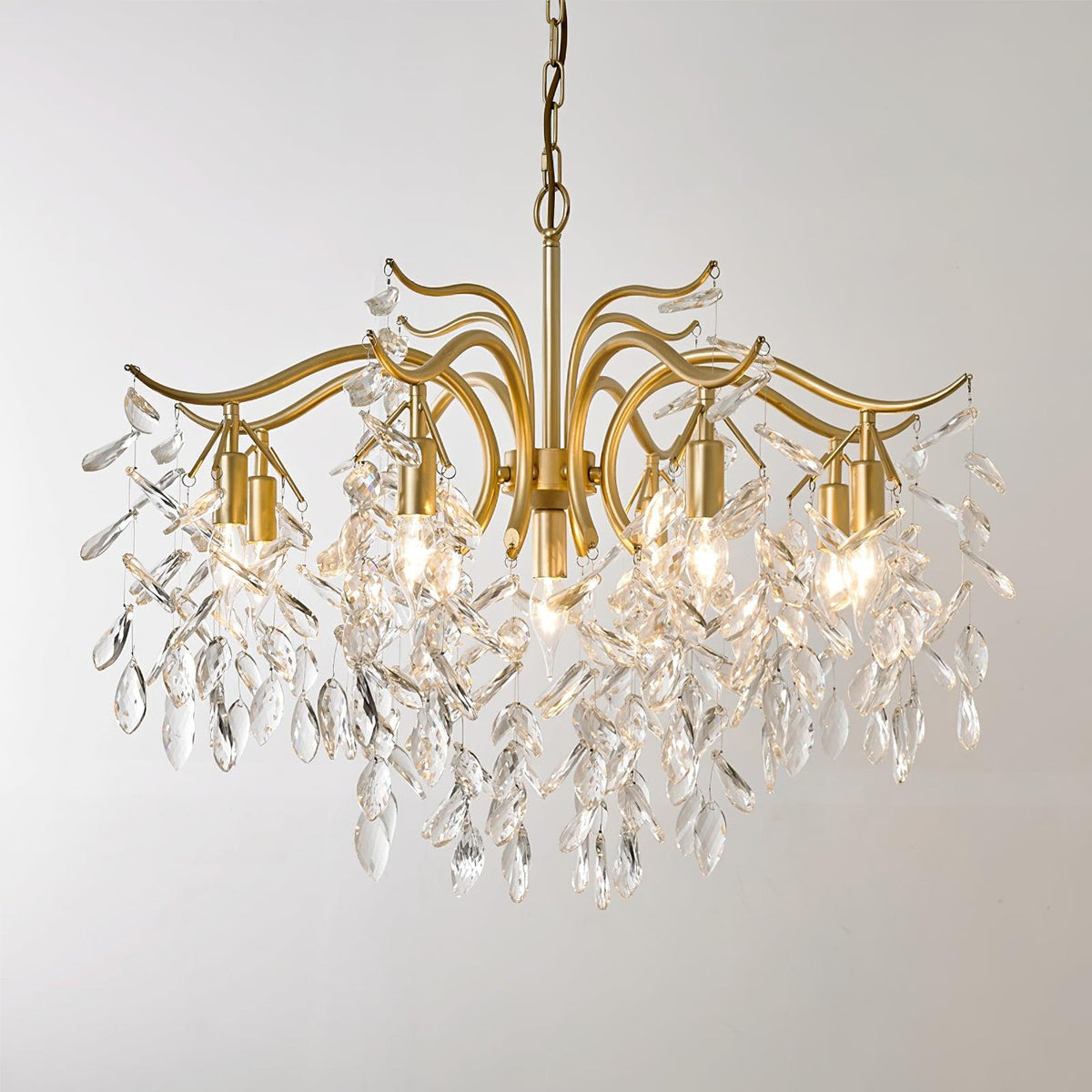Lustra Chandelier Fer Cristal Feuille - Neutralighting
