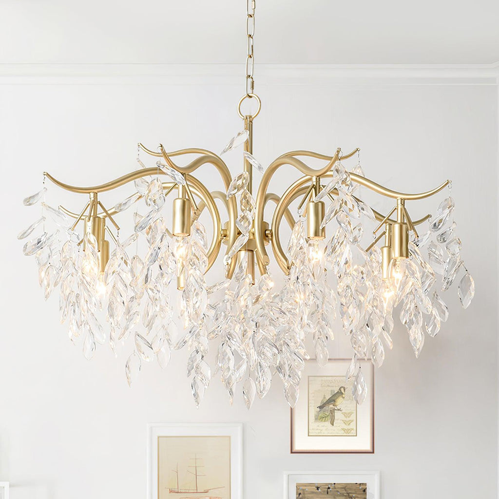 Lustra Chandelier Fer Cristal Feuille - Neutralighting