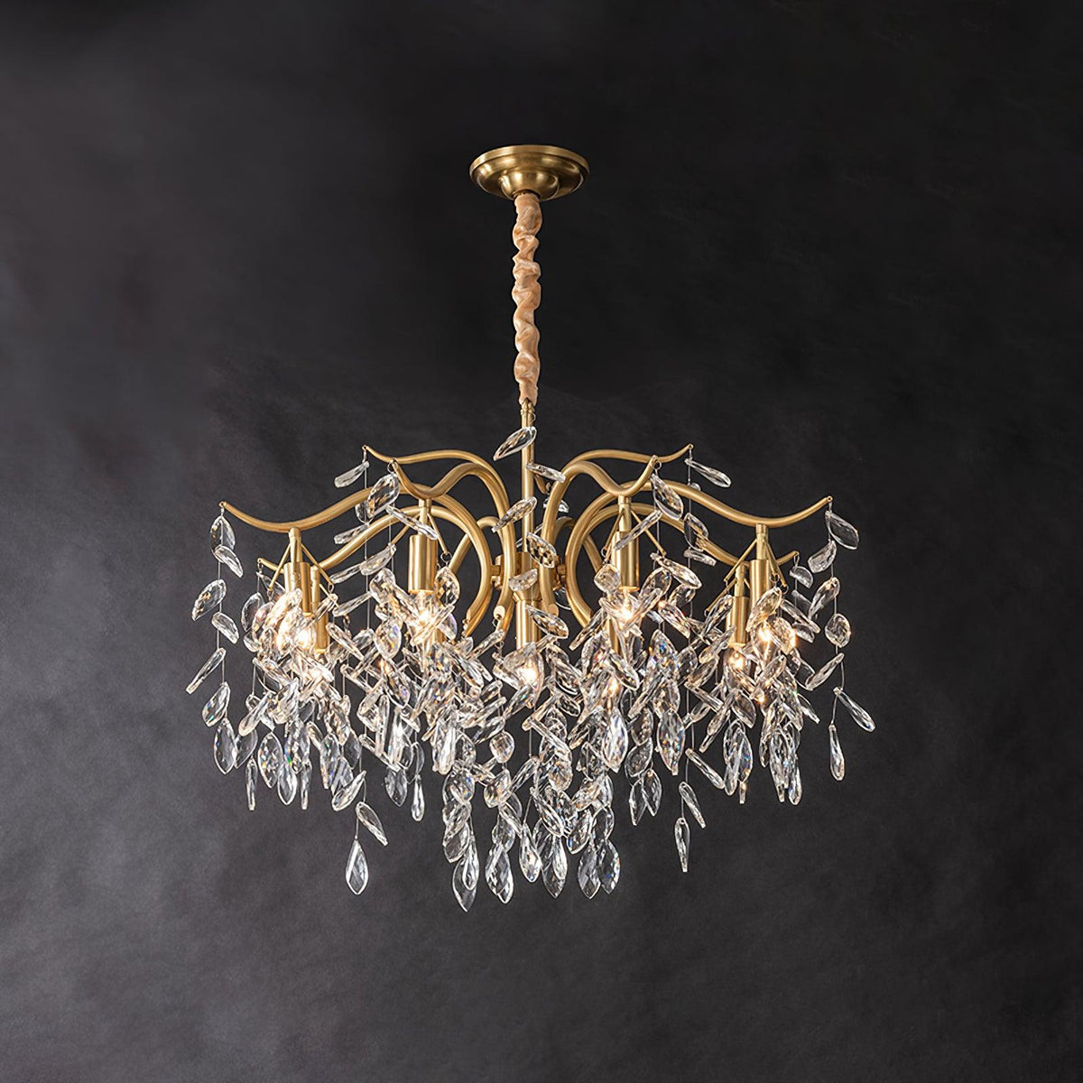 Lustra Chandelier Fer Cristal Feuille - Neutralighting