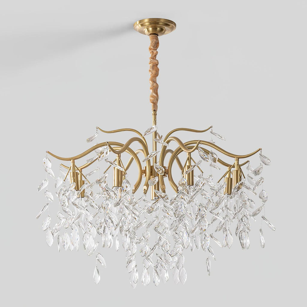 Lustra Chandelier Fer Cristal Feuille - Neutralighting