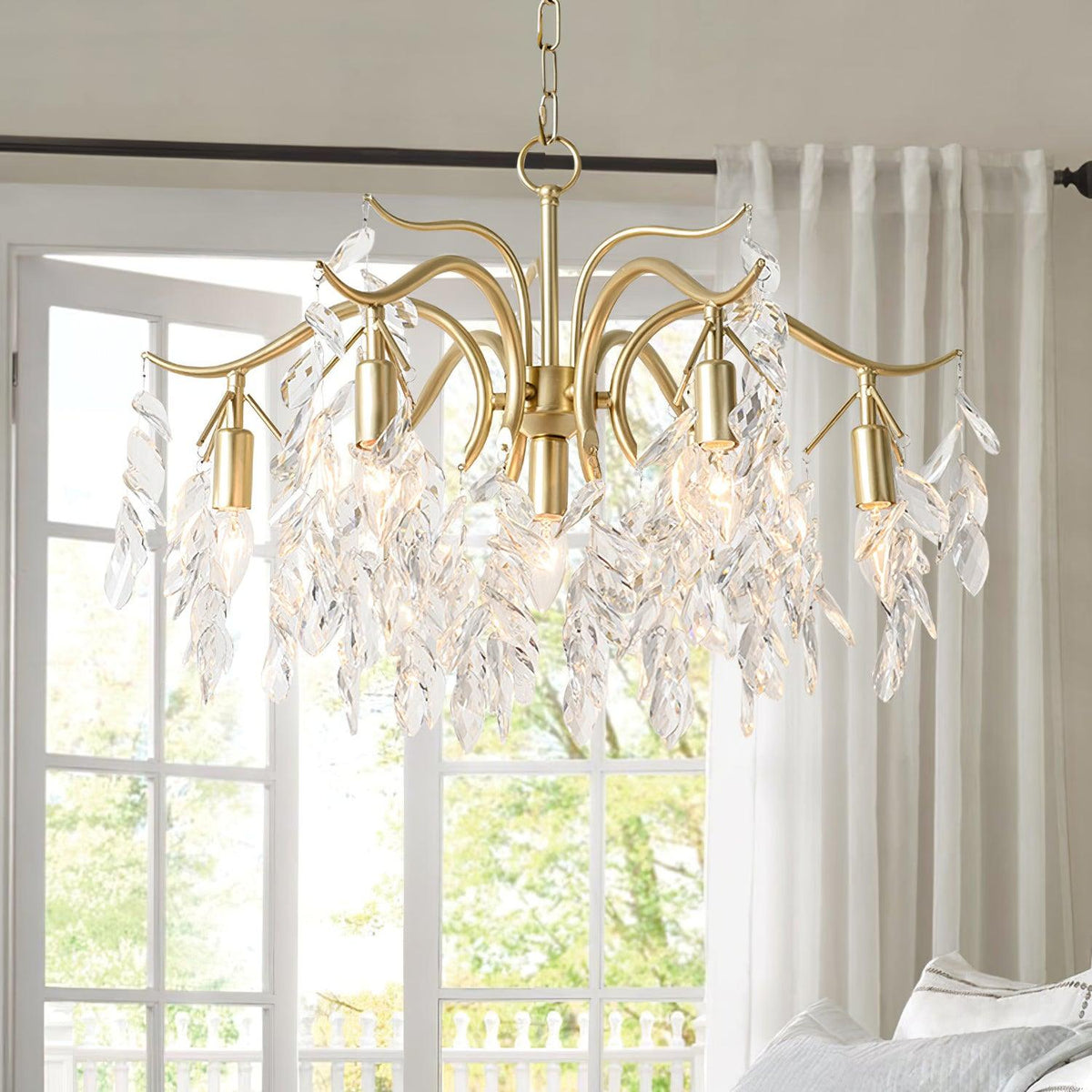 Lustra Chandelier Fer Cristal Feuille - Neutralighting