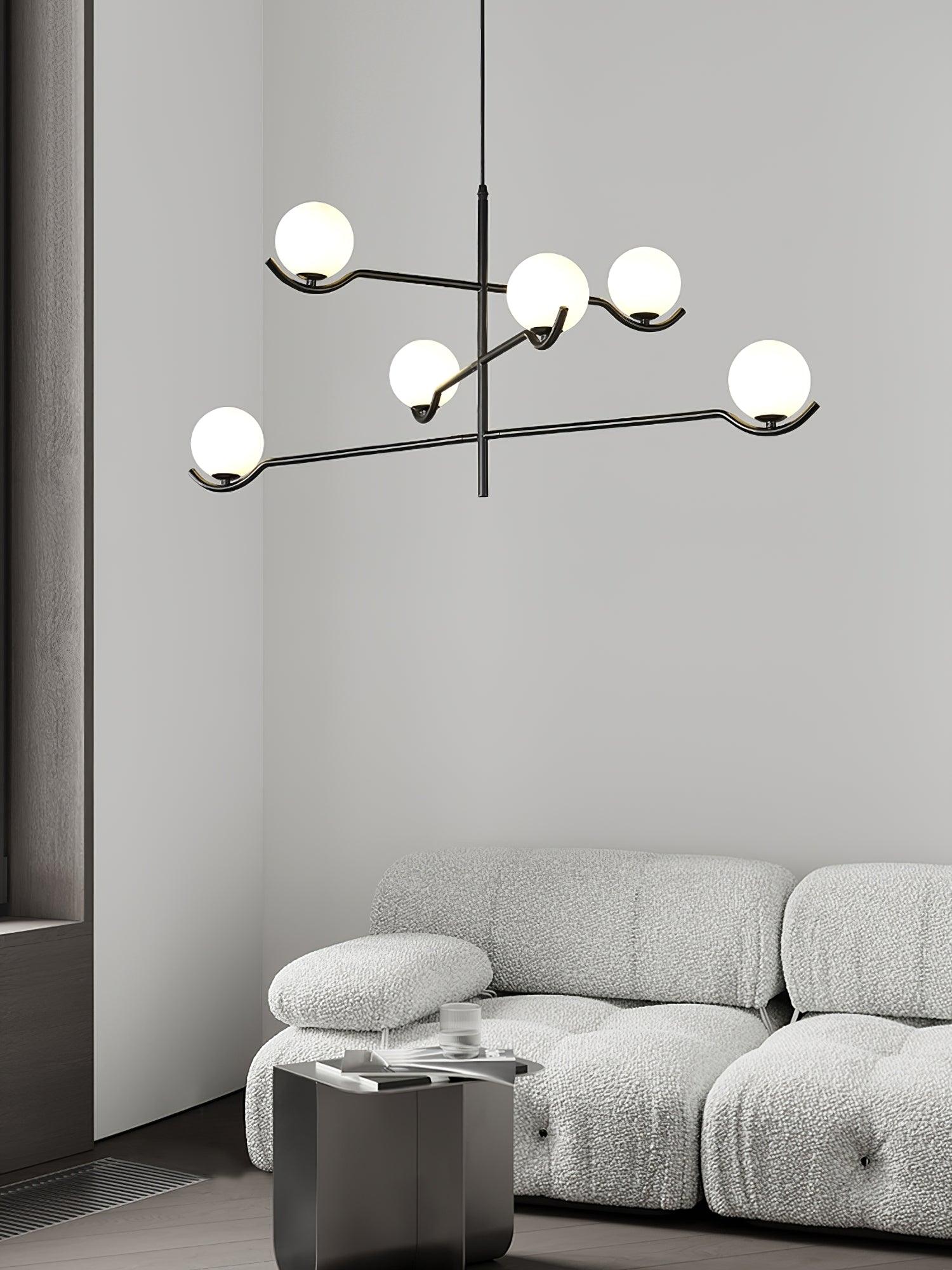 Lustra Suspension en Verre Noir avec Cadre - Neutralighting