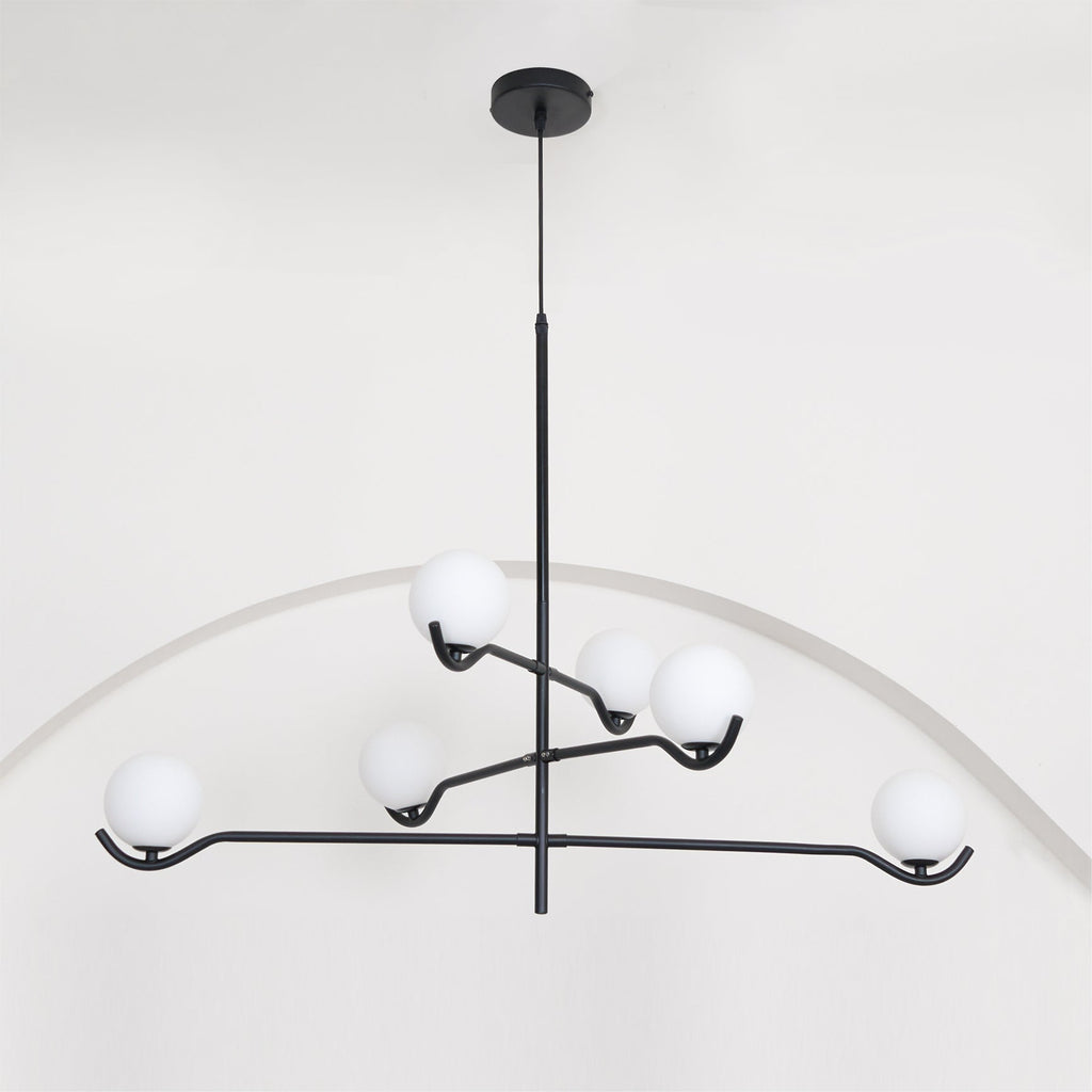 Lustra Suspension en Verre Noir avec Cadre - Neutralighting