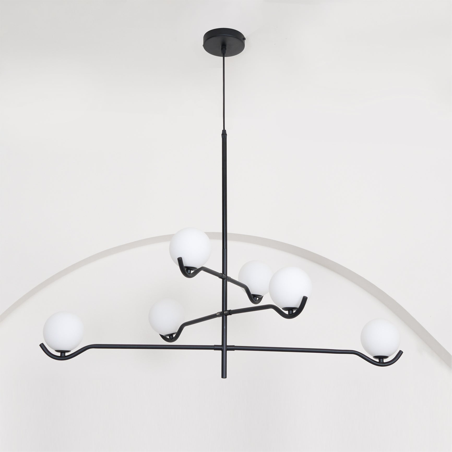 Lustra Suspension en Verre Noir avec Cadre - Neutralighting