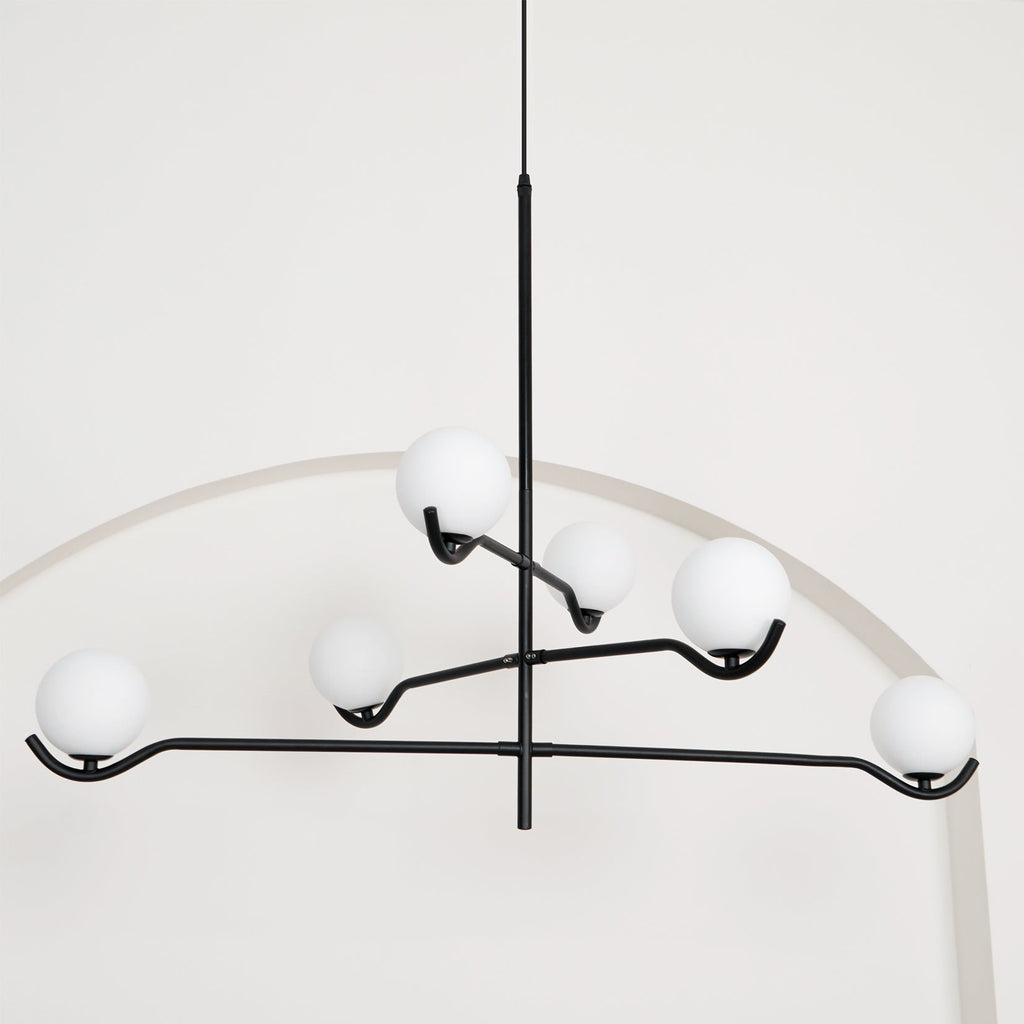 Lustra Suspension en Verre Noir avec Cadre - Neutralighting