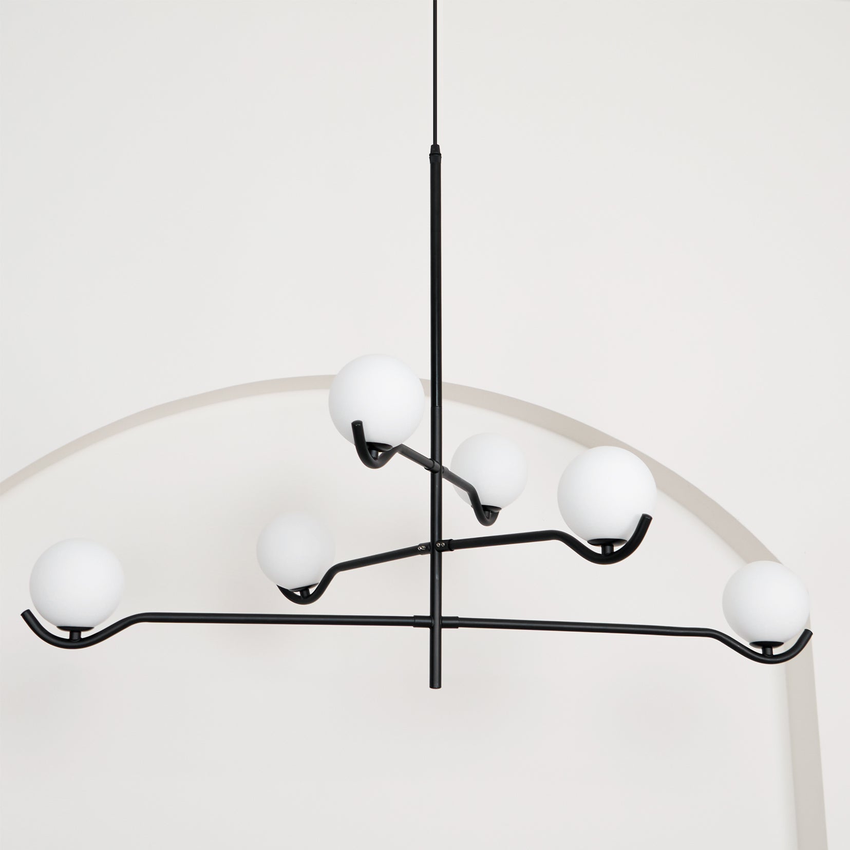Lustra Suspension en Verre Noir avec Cadre - Neutralighting
