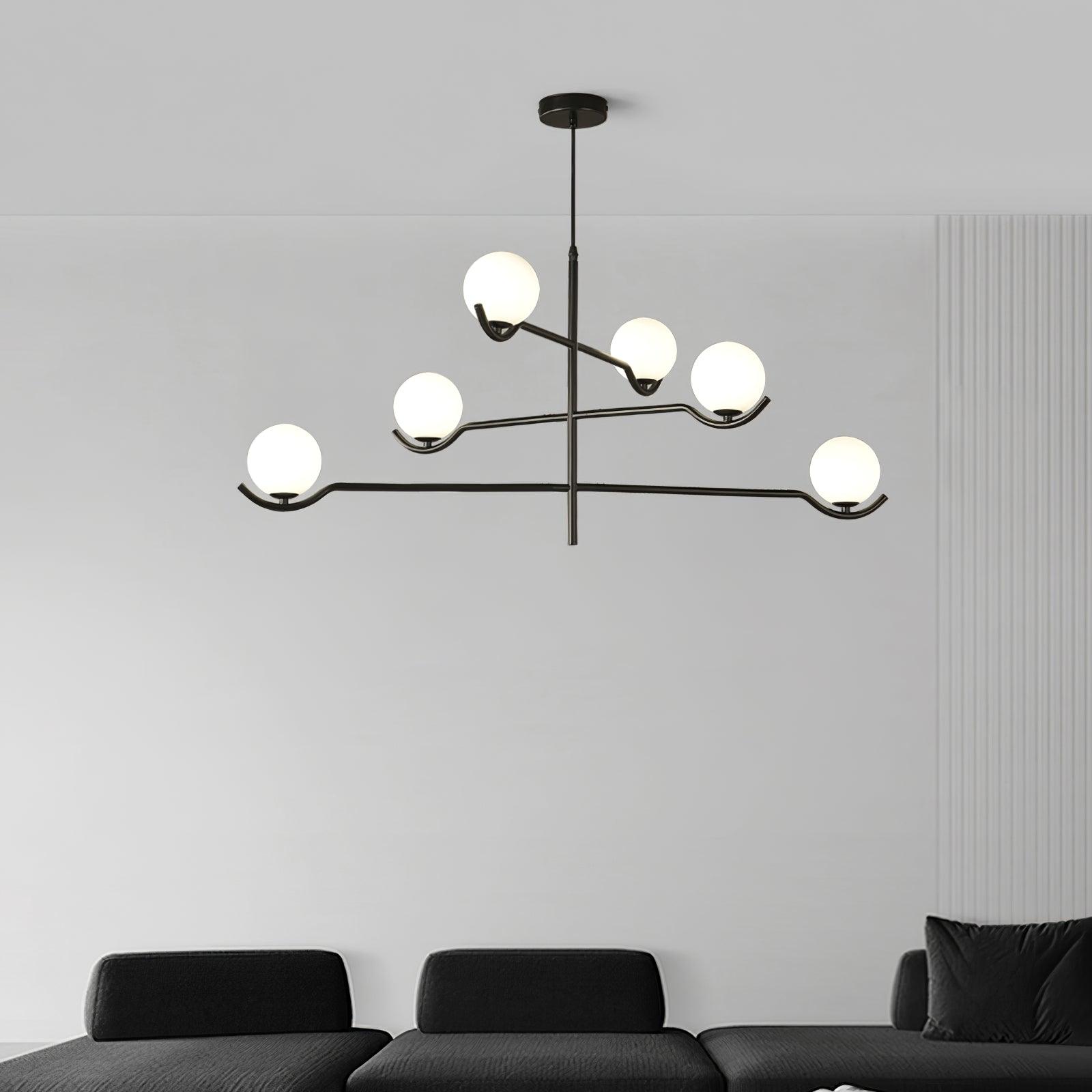 Lustra Suspension en Verre Noir avec Cadre - Neutralighting