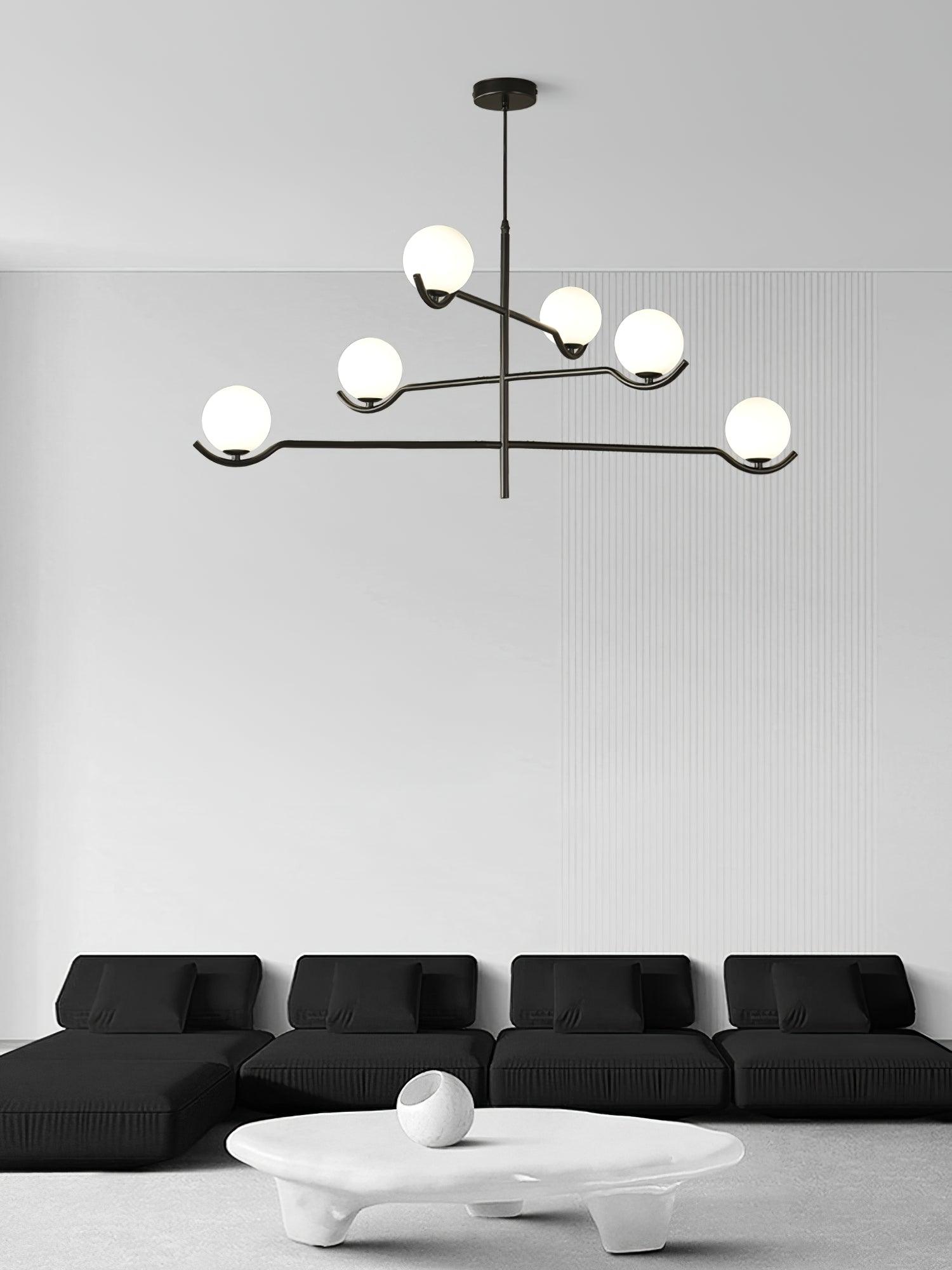 Lustra Suspension en Verre Noir avec Cadre - Neutralighting