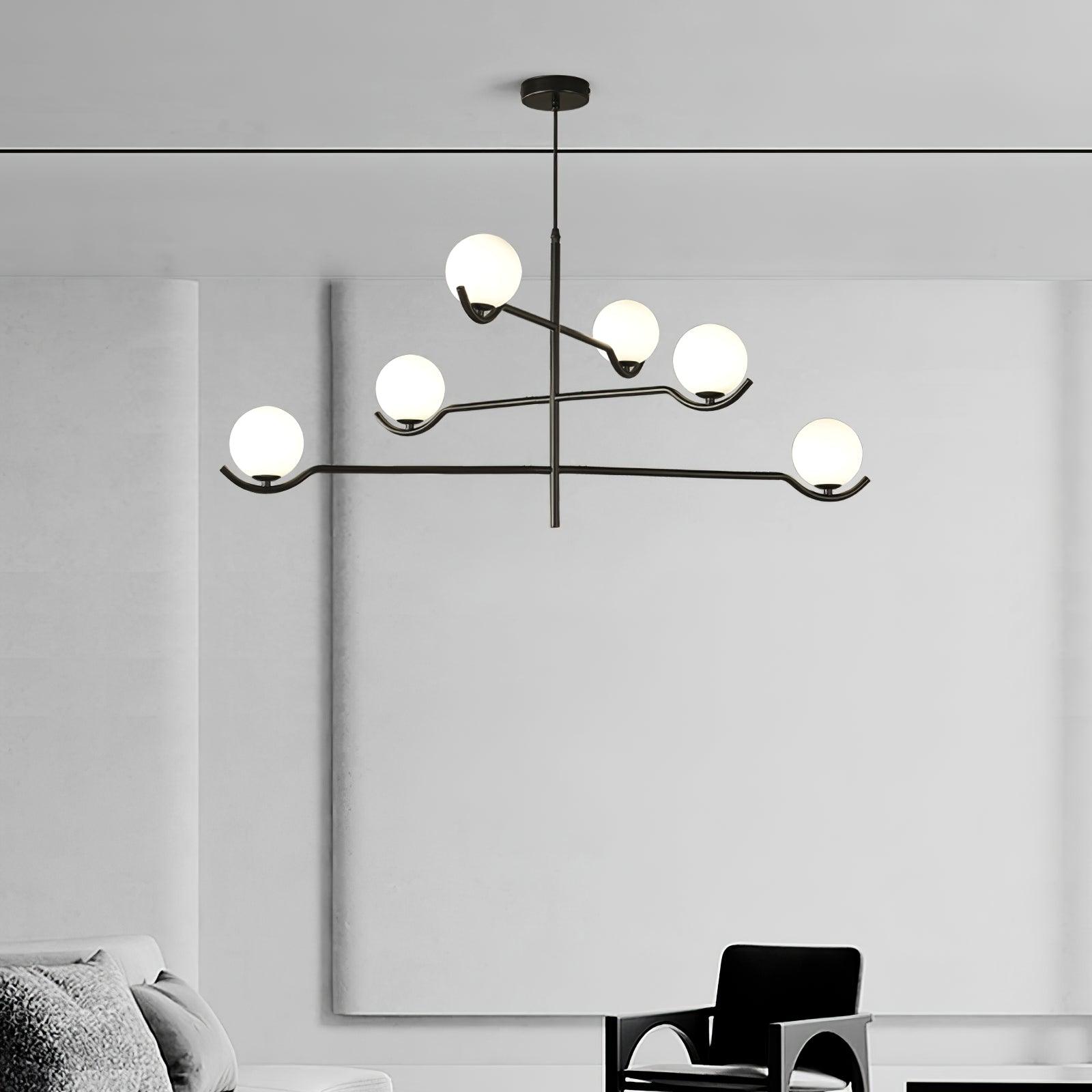 Lustra Suspension en Verre Noir avec Cadre - Neutralighting