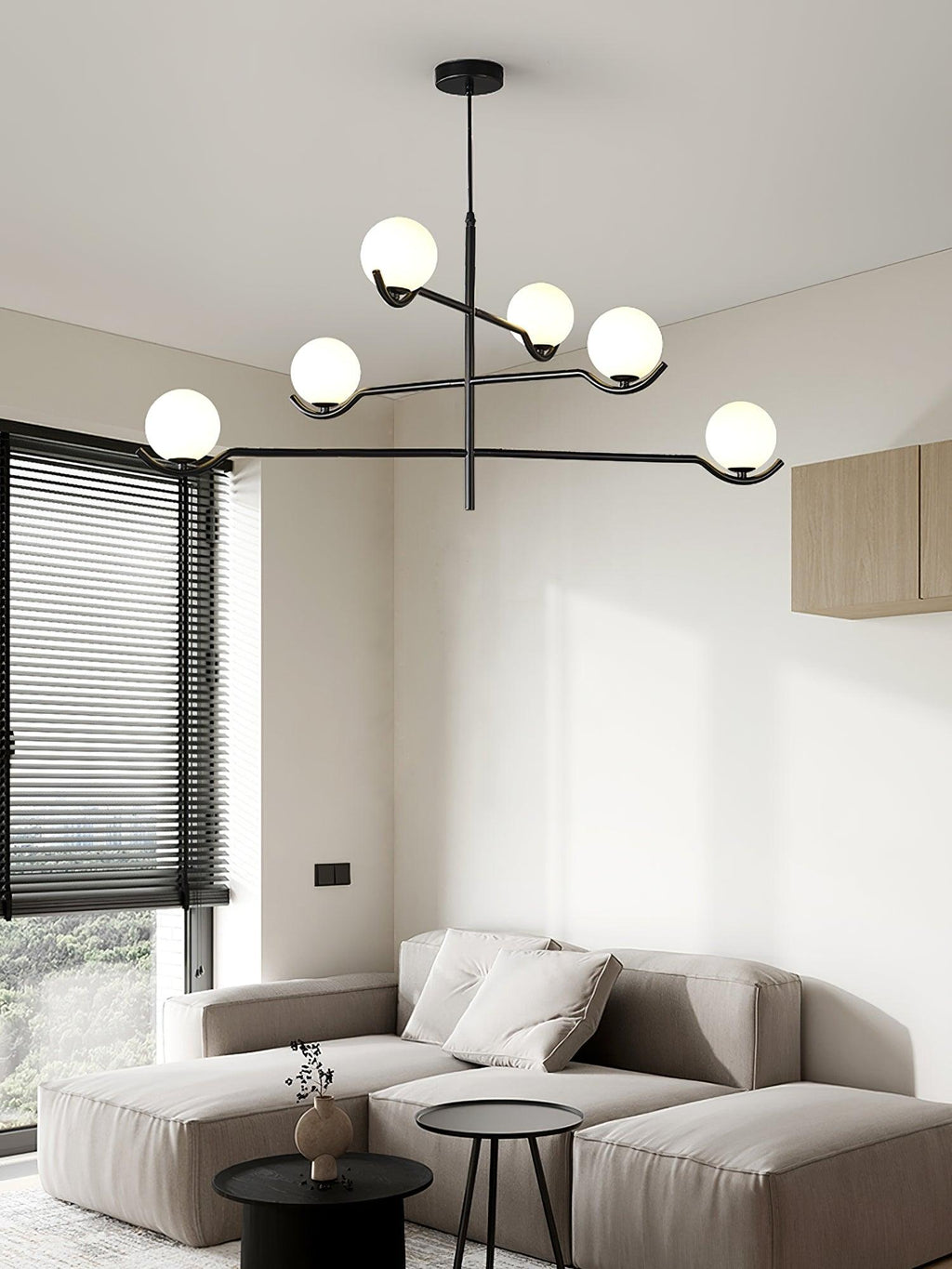 Lustra Suspension en Verre Noir avec Cadre - Neutralighting