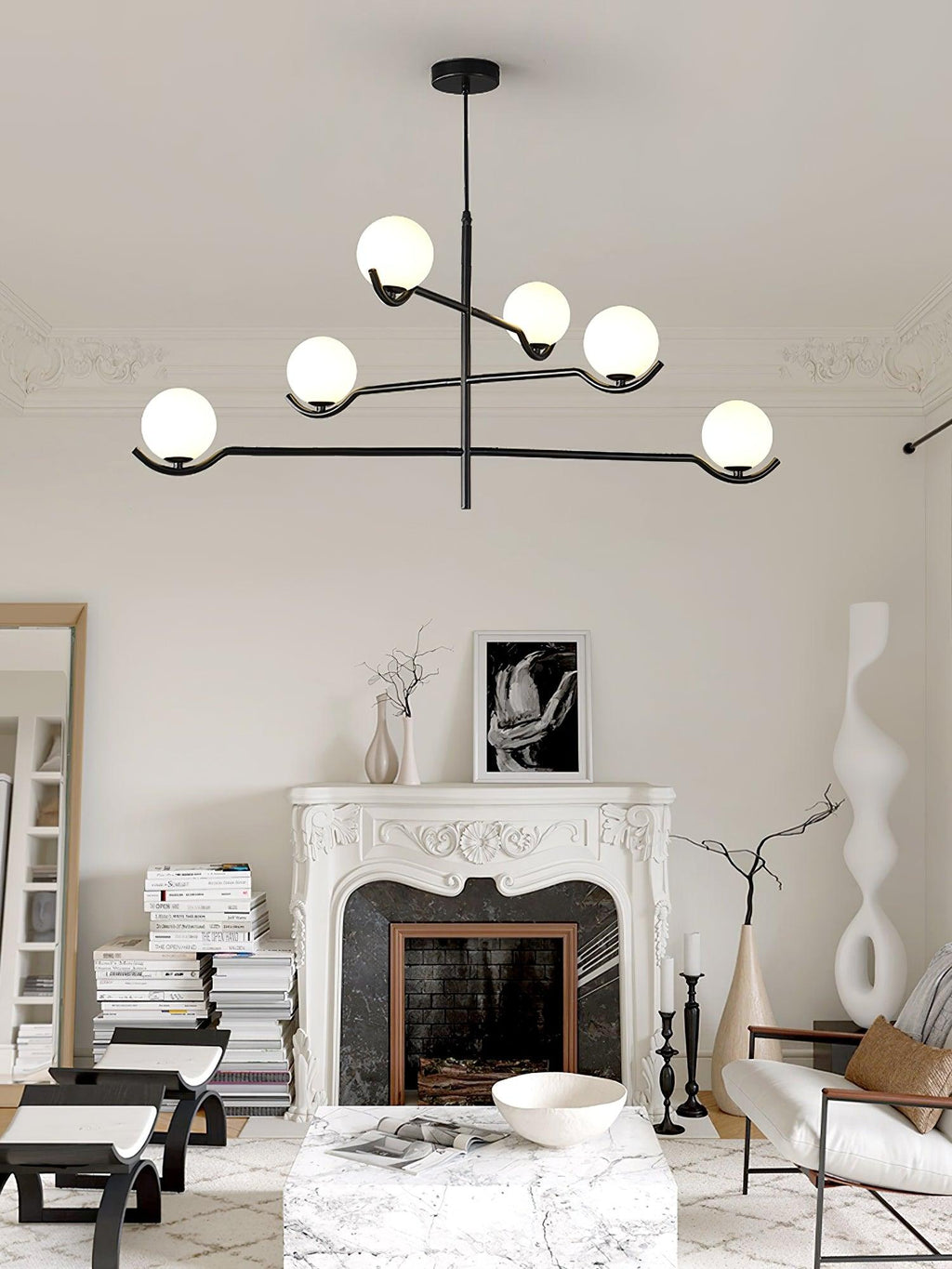 Lustra Suspension en Verre Noir avec Cadre - Neutralighting