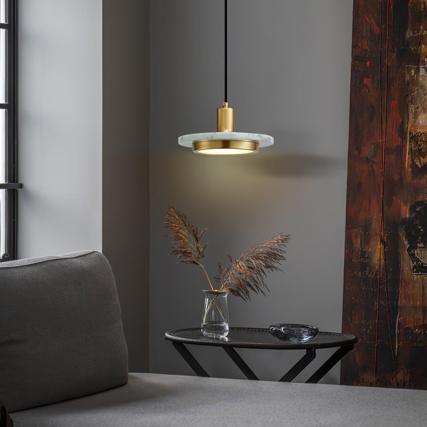 Solara Suspension en Marbre Double Cercle Moderne - Neutralighting