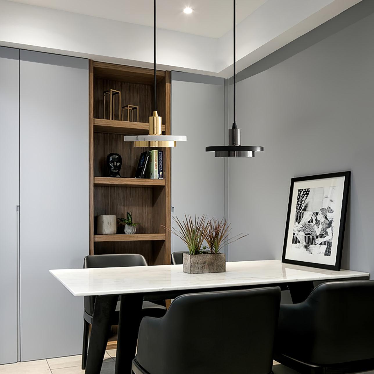 Solara Suspension en Marbre Double Cercle Moderne - Neutralighting