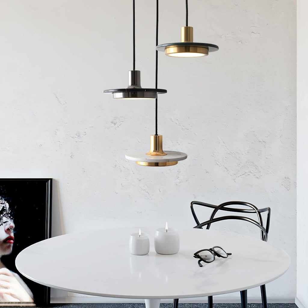 Solara Suspension en Marbre Double Cercle Moderne - Neutralighting