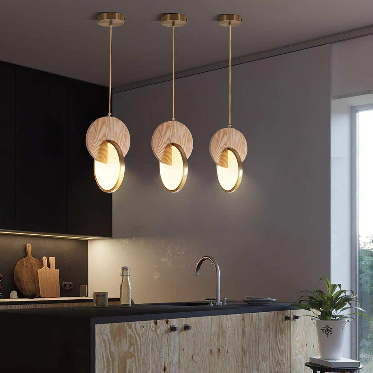 Lysola Suspension en anneau de bois - Neutralighting