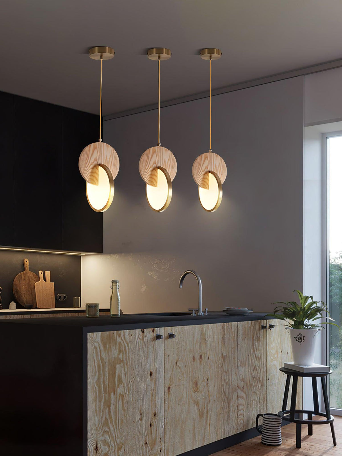 Lysola Suspension en anneau de bois - Neutralighting