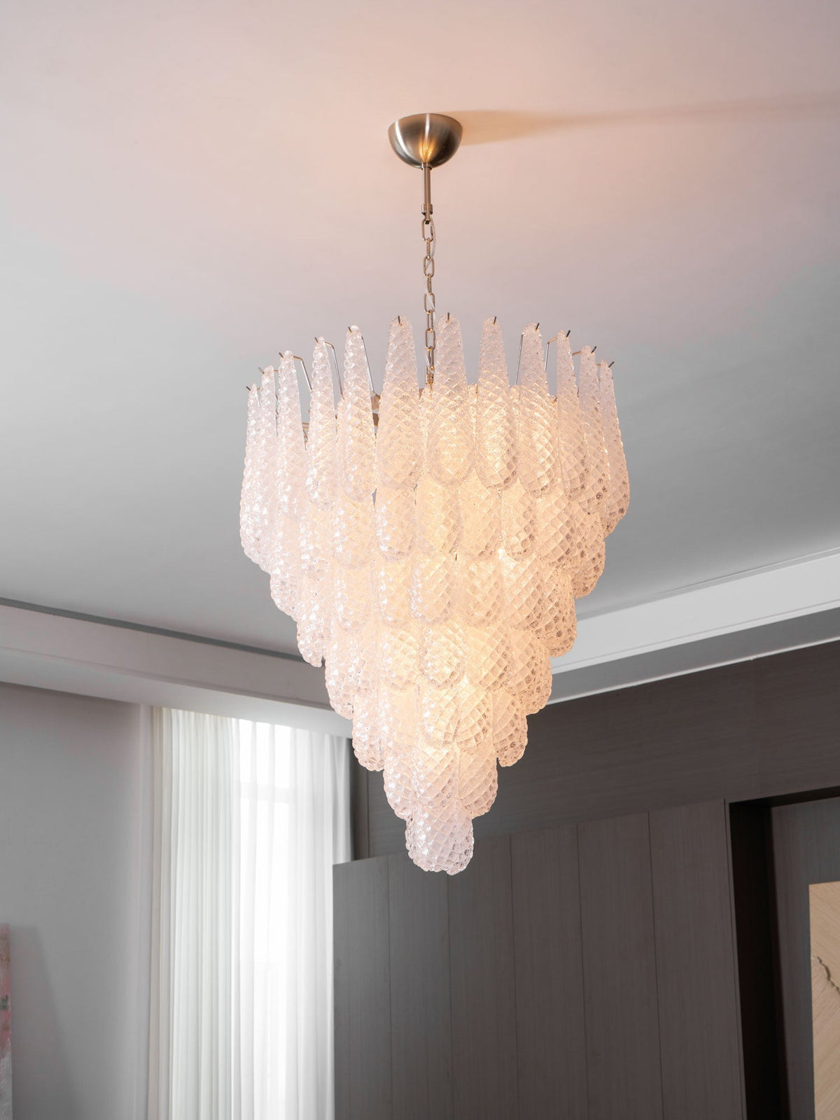 Aurora Chandelier Gouttes Transparentes en Verre de Murano. - Neutralighting