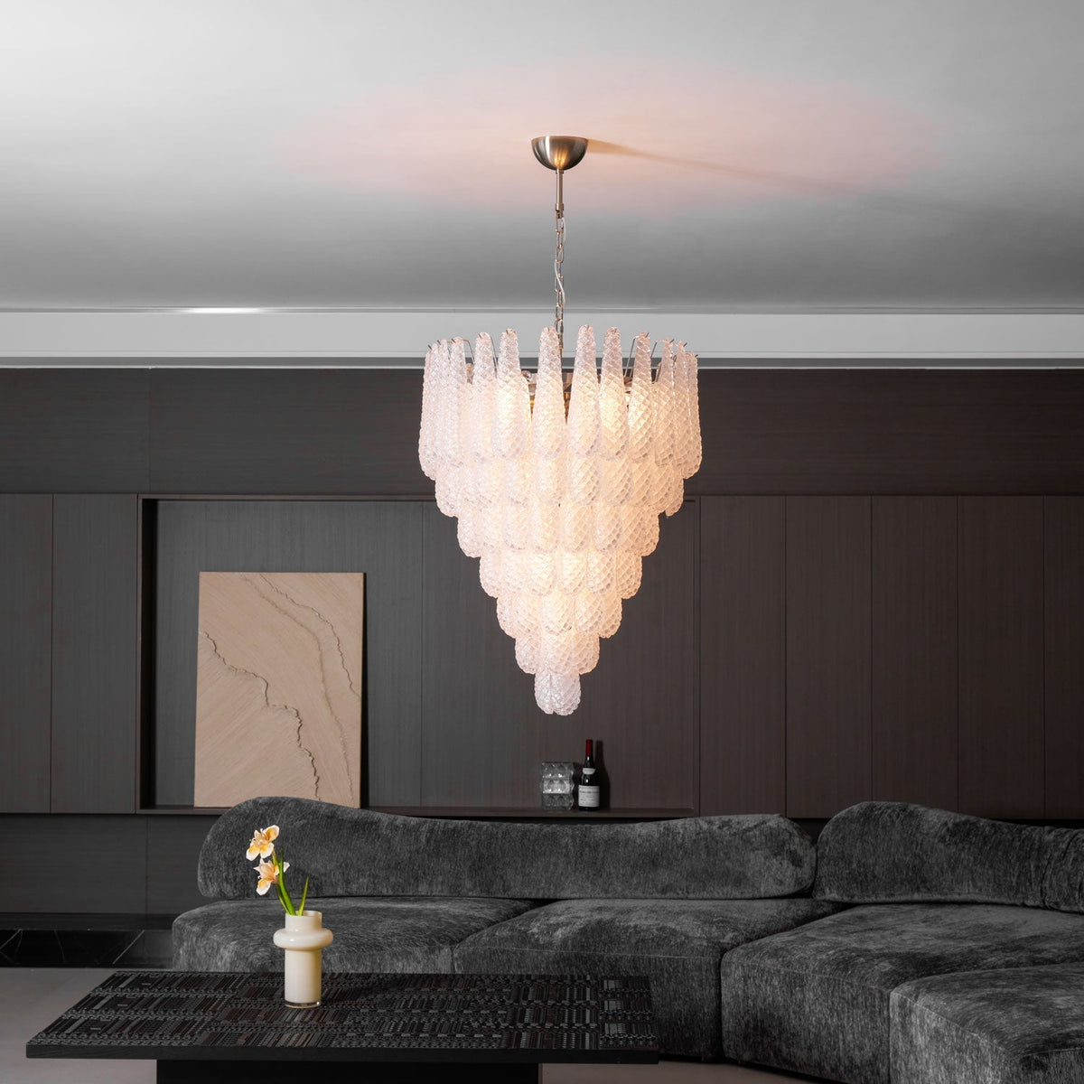 Aurora Chandelier Gouttes Transparentes en Verre de Murano. - Neutralighting