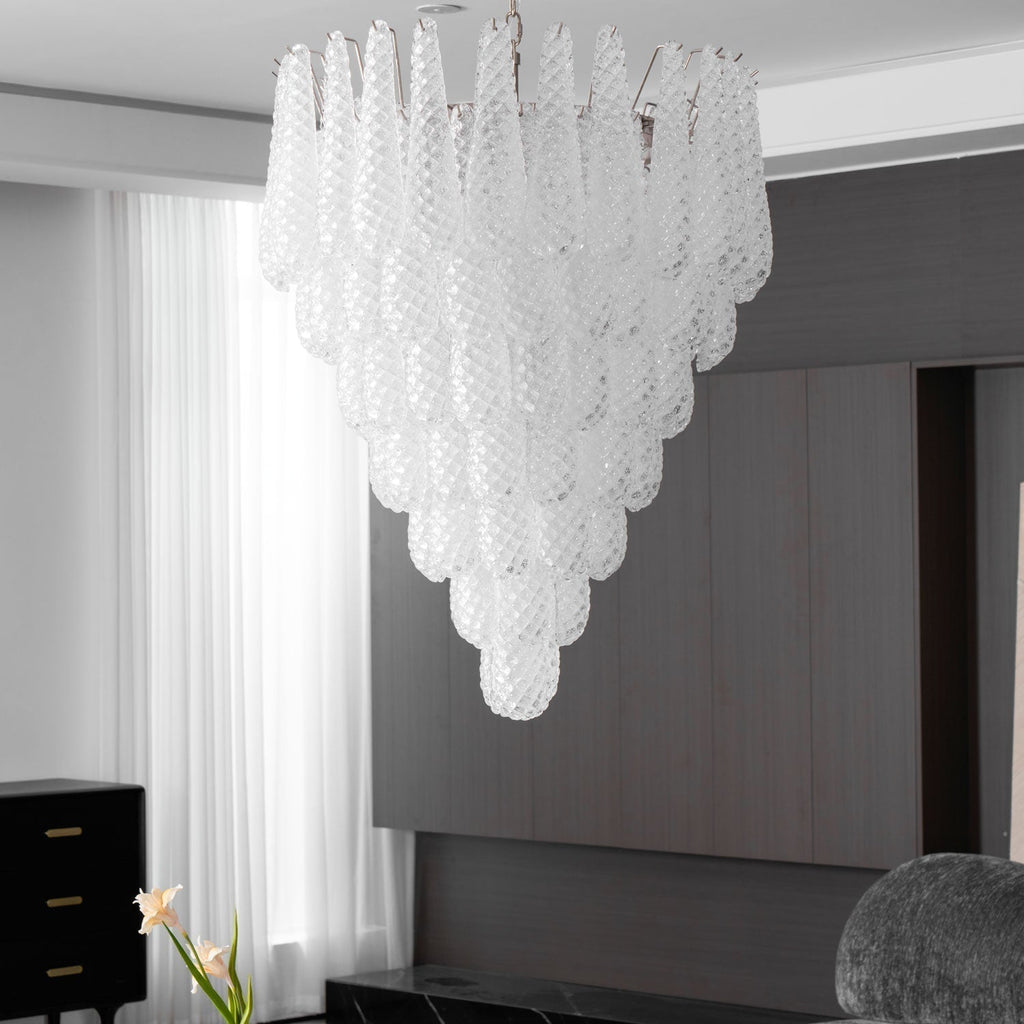 Aurora Chandelier Gouttes Transparentes en Verre de Murano. - Neutralighting