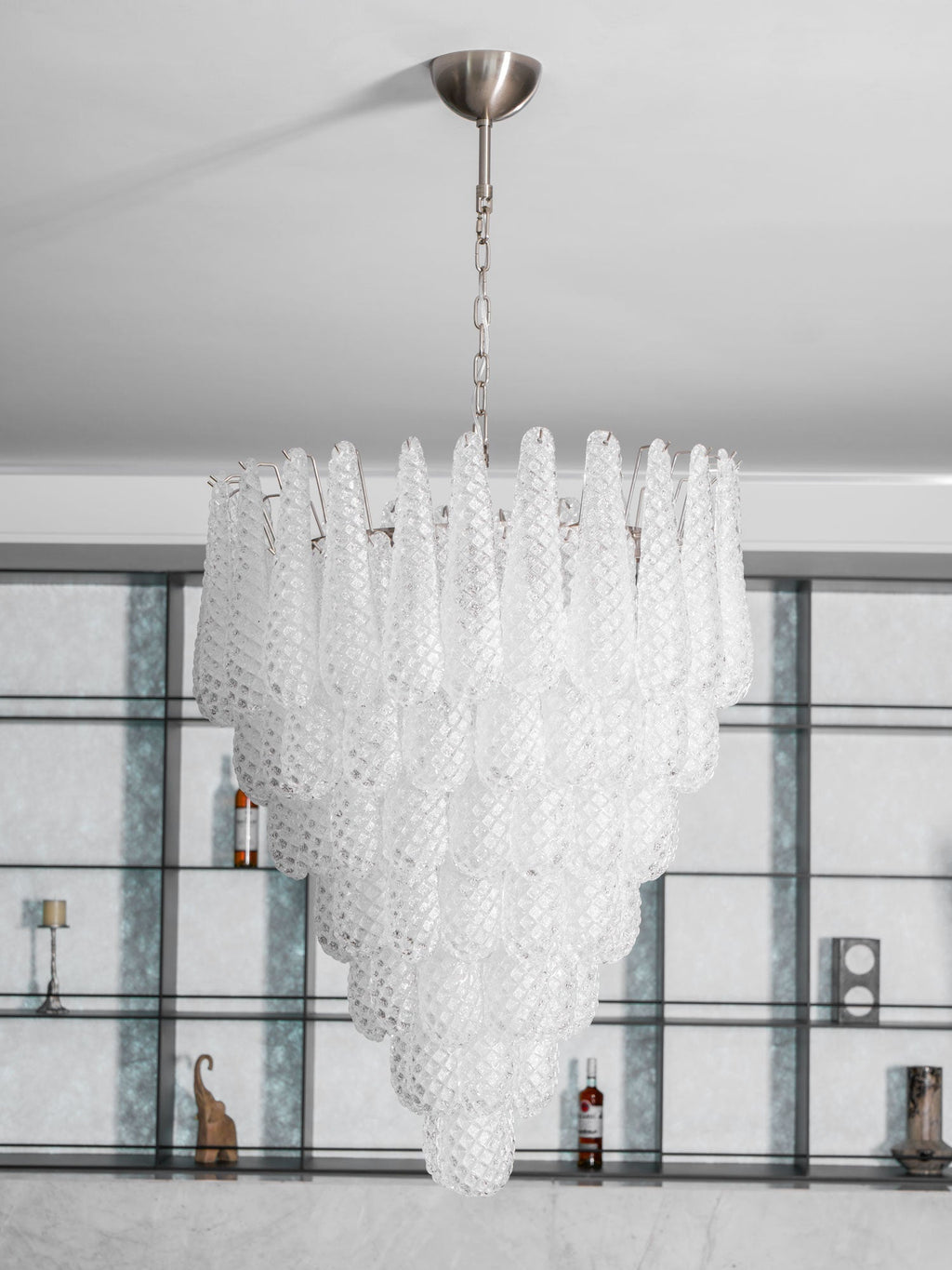 Aurora Chandelier Gouttes Transparentes en Verre de Murano. - Neutralighting