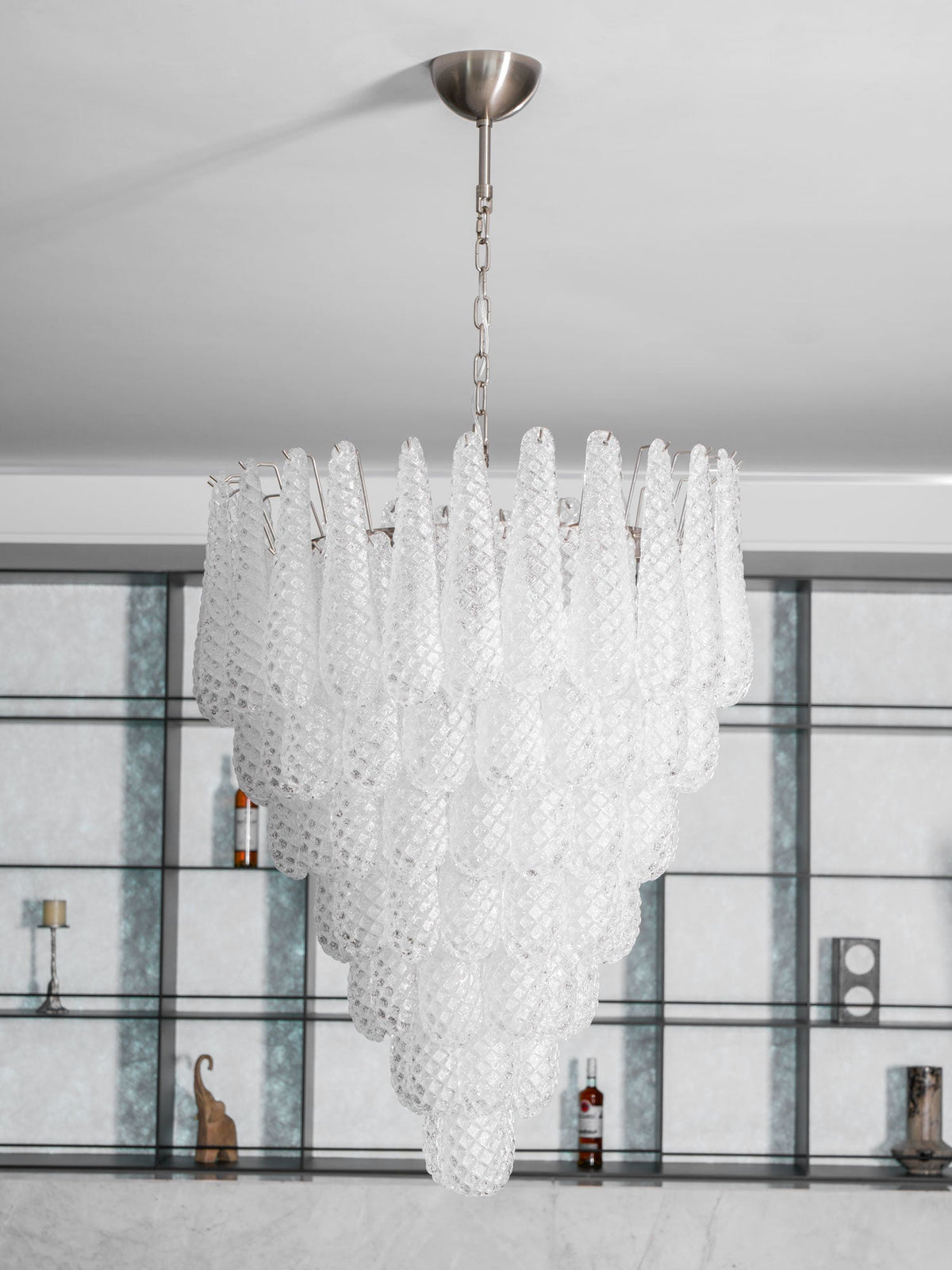 Aurora Chandelier Gouttes Transparentes en Verre de Murano. - Neutralighting