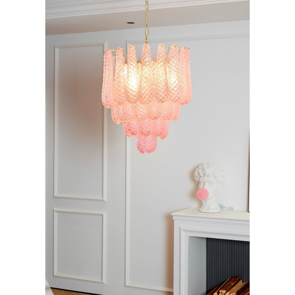 Junto Lustre Goutte Rose Métal Verre Luxe - Neutralighting