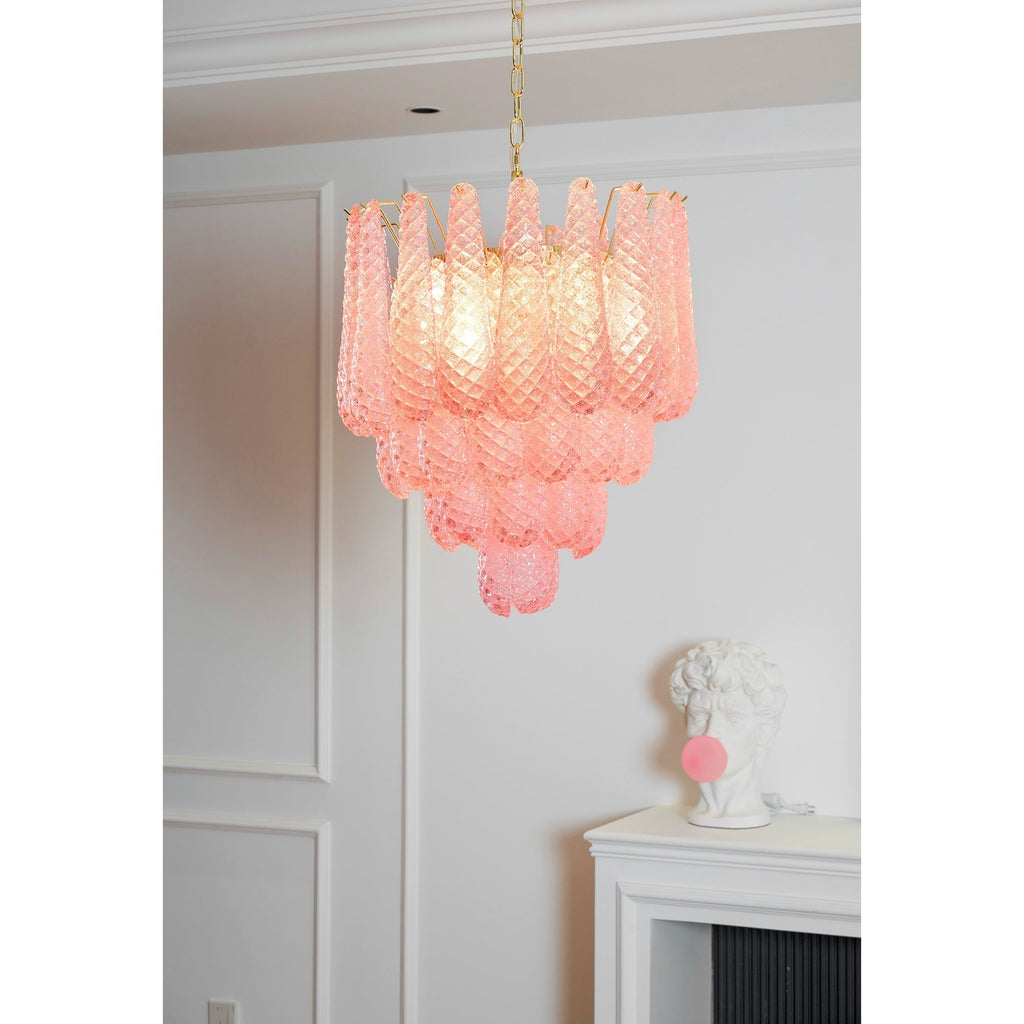 Junto Lustre Goutte Rose Métal Verre Luxe - Neutralighting