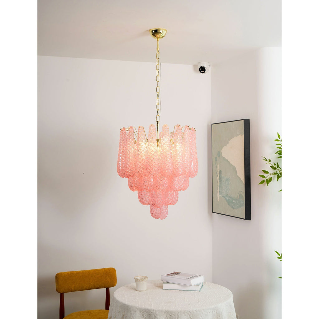 Junto Lustre Goutte Rose Métal Verre Luxe - Neutralighting