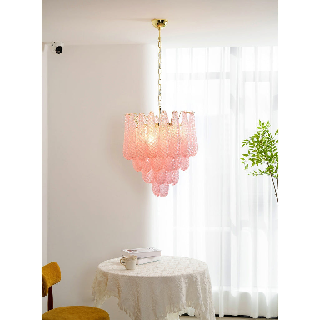 Junto Lustre Goutte Rose Métal Verre Luxe - Neutralighting