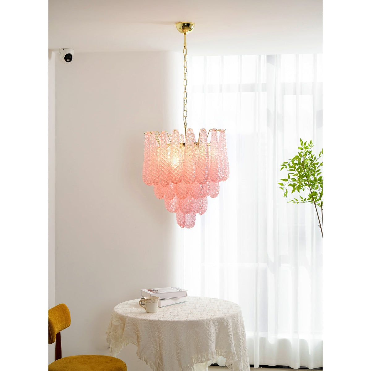 Junto Lustre Goutte Rose Métal Verre Luxe - Neutralighting