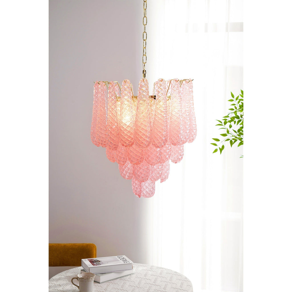 Junto Lustre Goutte Rose Métal Verre Luxe - Neutralighting