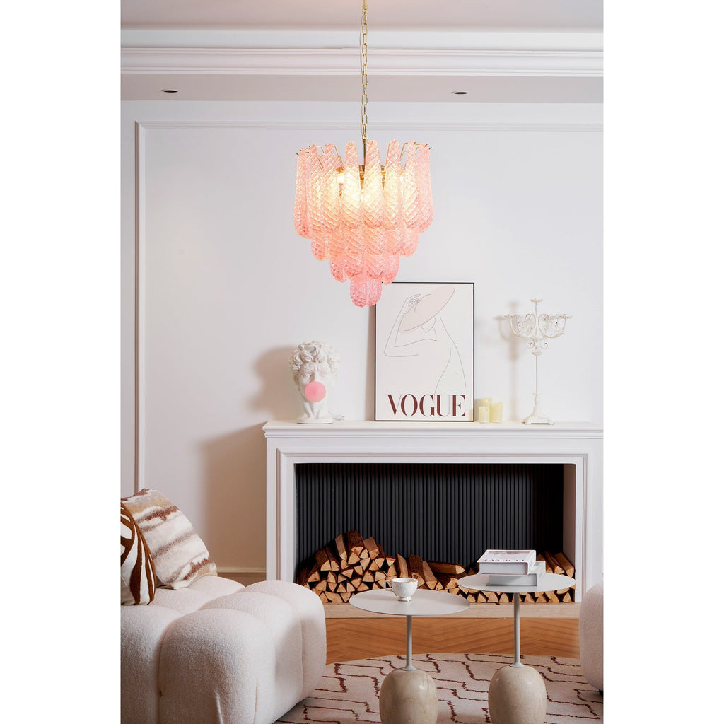 Junto Lustre Goutte Rose Métal Verre Luxe - Neutralighting