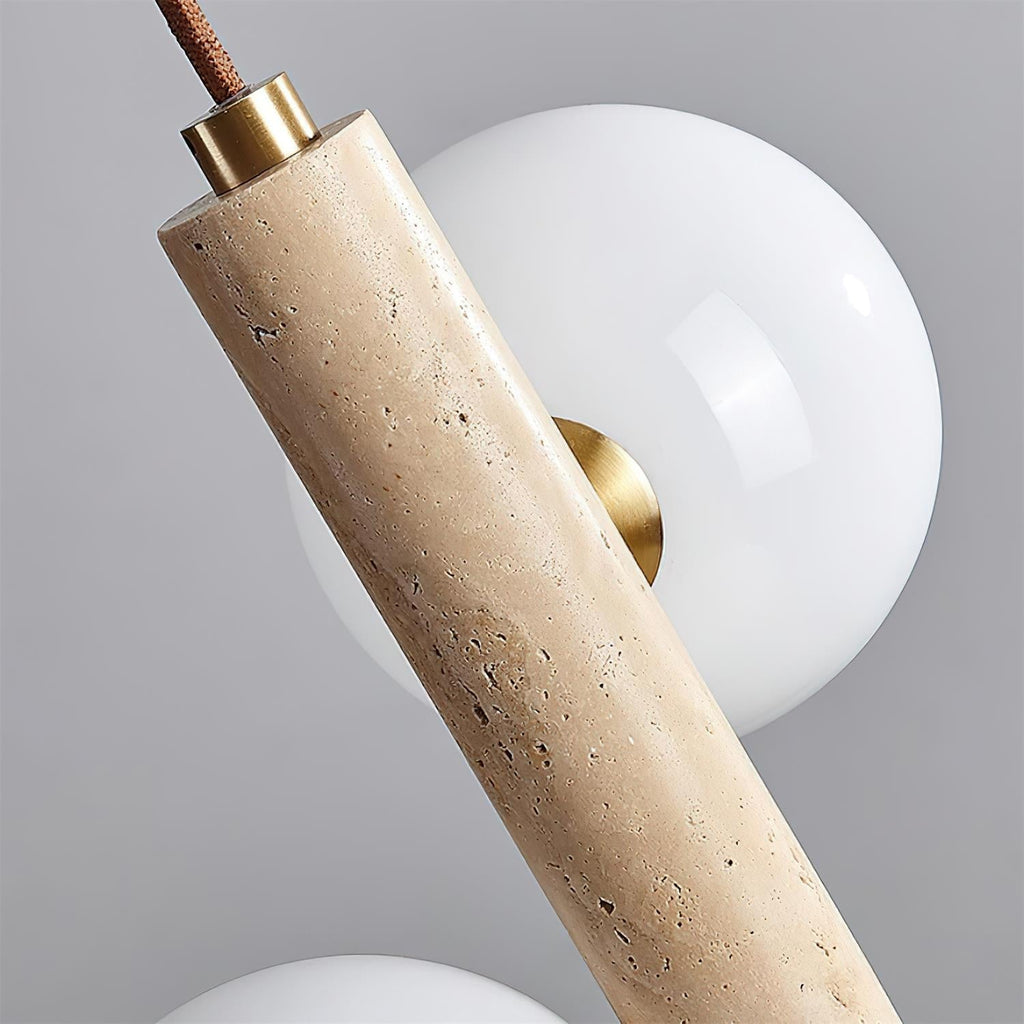 Orbitra Suspension Verticale Travertin Verre - Neutralighting