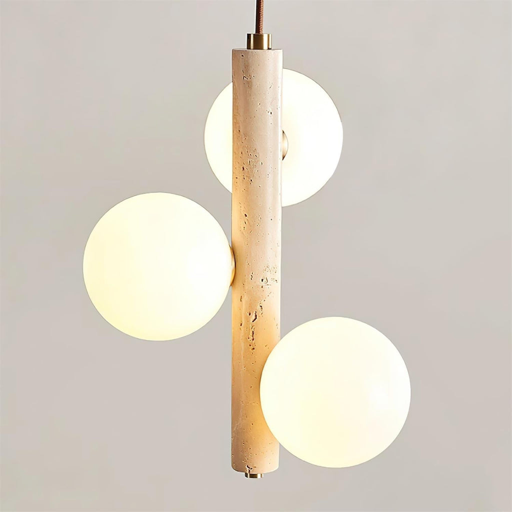 Orbitra Suspension Verticale Travertin Verre - Neutralighting