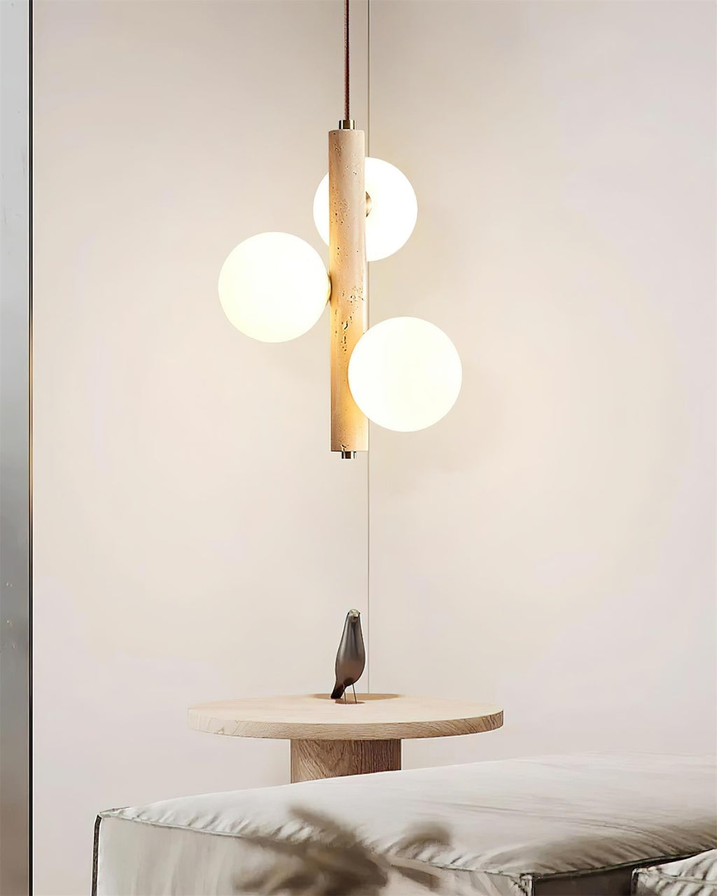 Orbitra Suspension Verticale Travertin Verre - Neutralighting