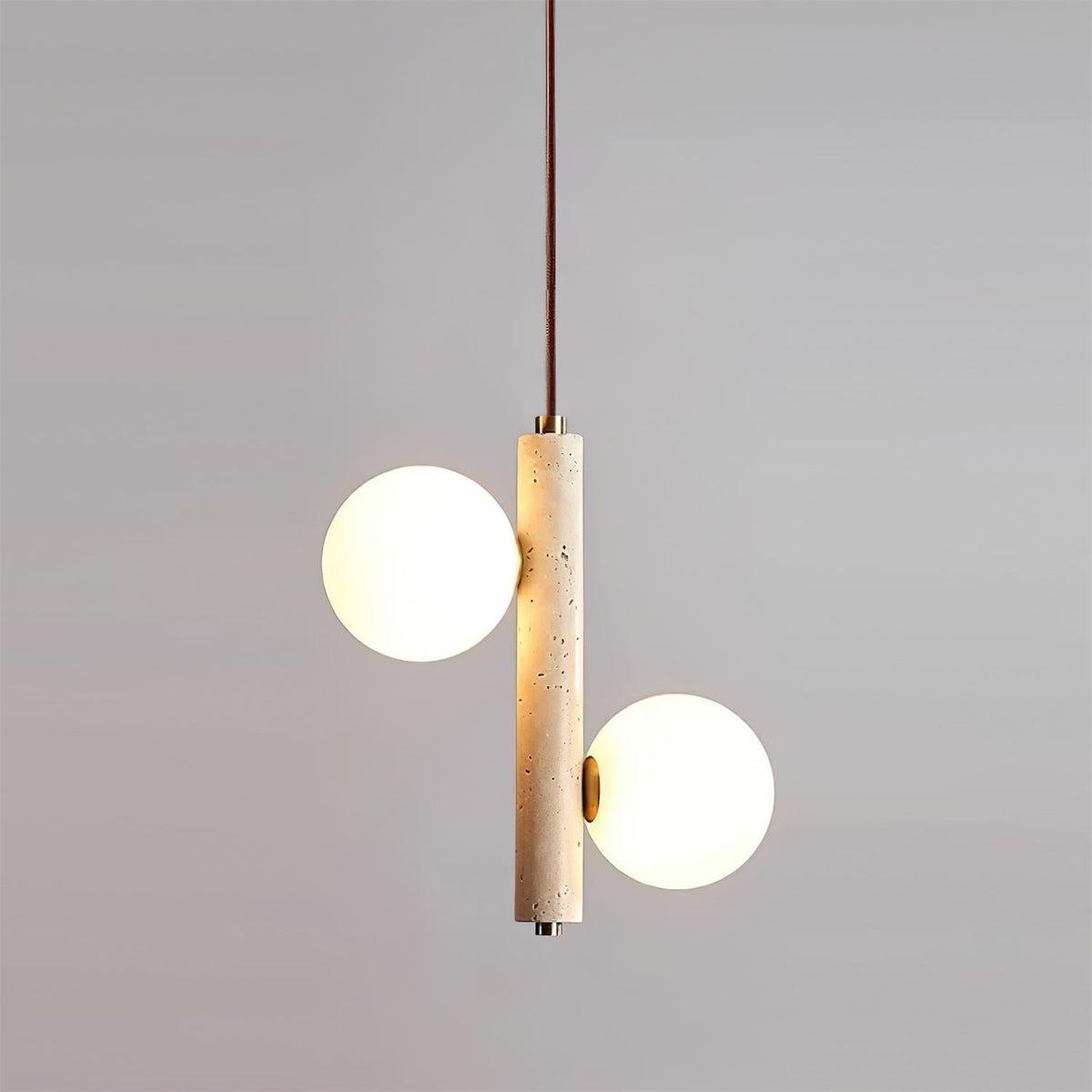 Orbitra Suspension Verticale Travertin Verre - Neutralighting