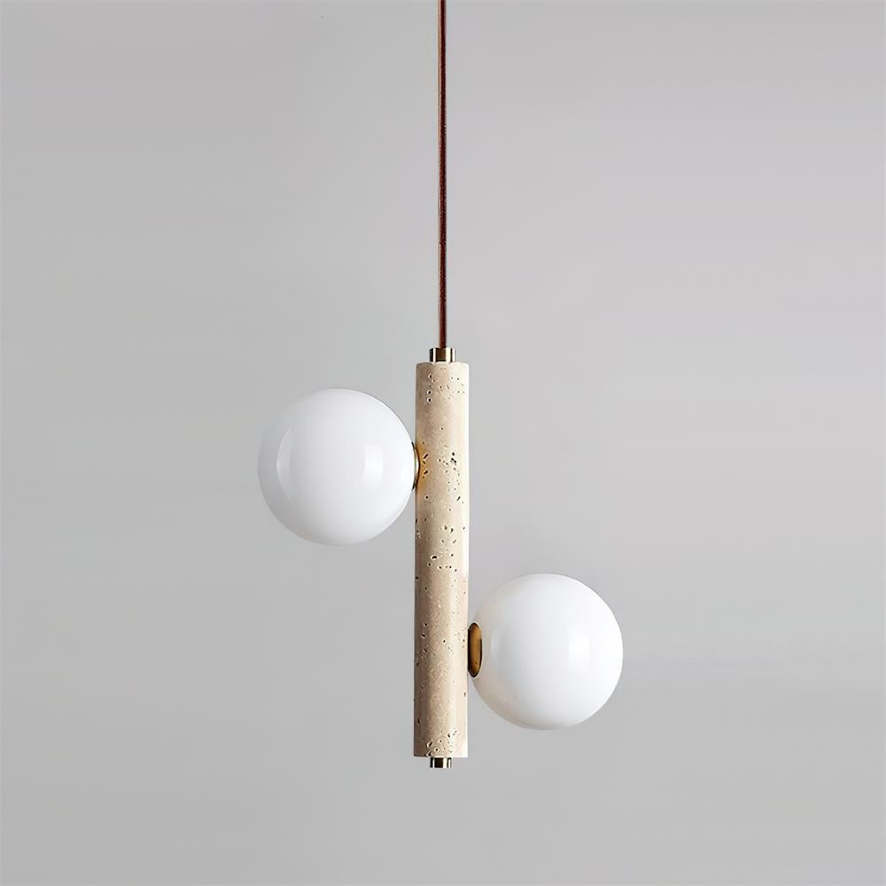 Orbitra Suspension Verticale Travertin Verre - Neutralighting