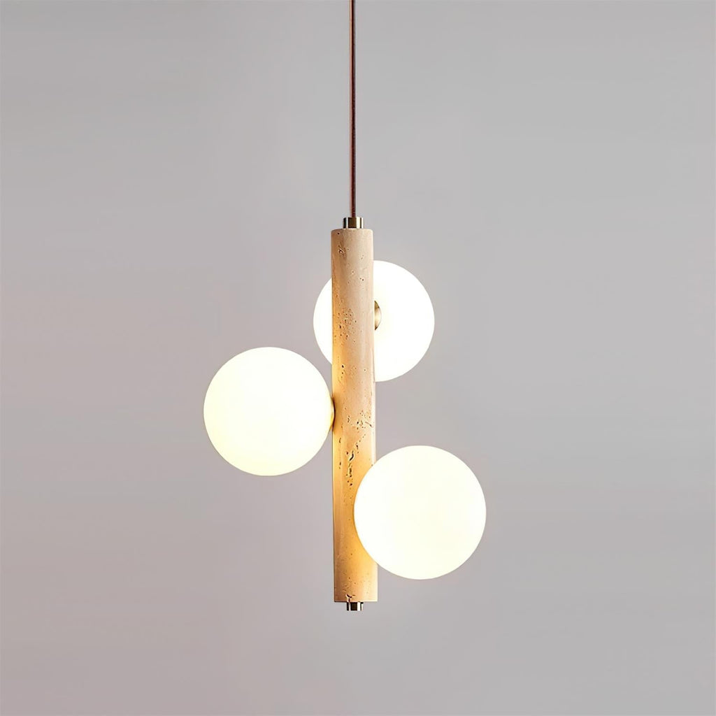 Orbitra Suspension Verticale Travertin Verre - Neutralighting