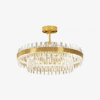 Lustra Chandelier Élégant en Cristal et Laiton en Forme de Tambour - Neutralighting