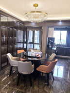Lustra Chandelier Élégant en Cristal et Laiton en Forme de Tambour - Neutralighting