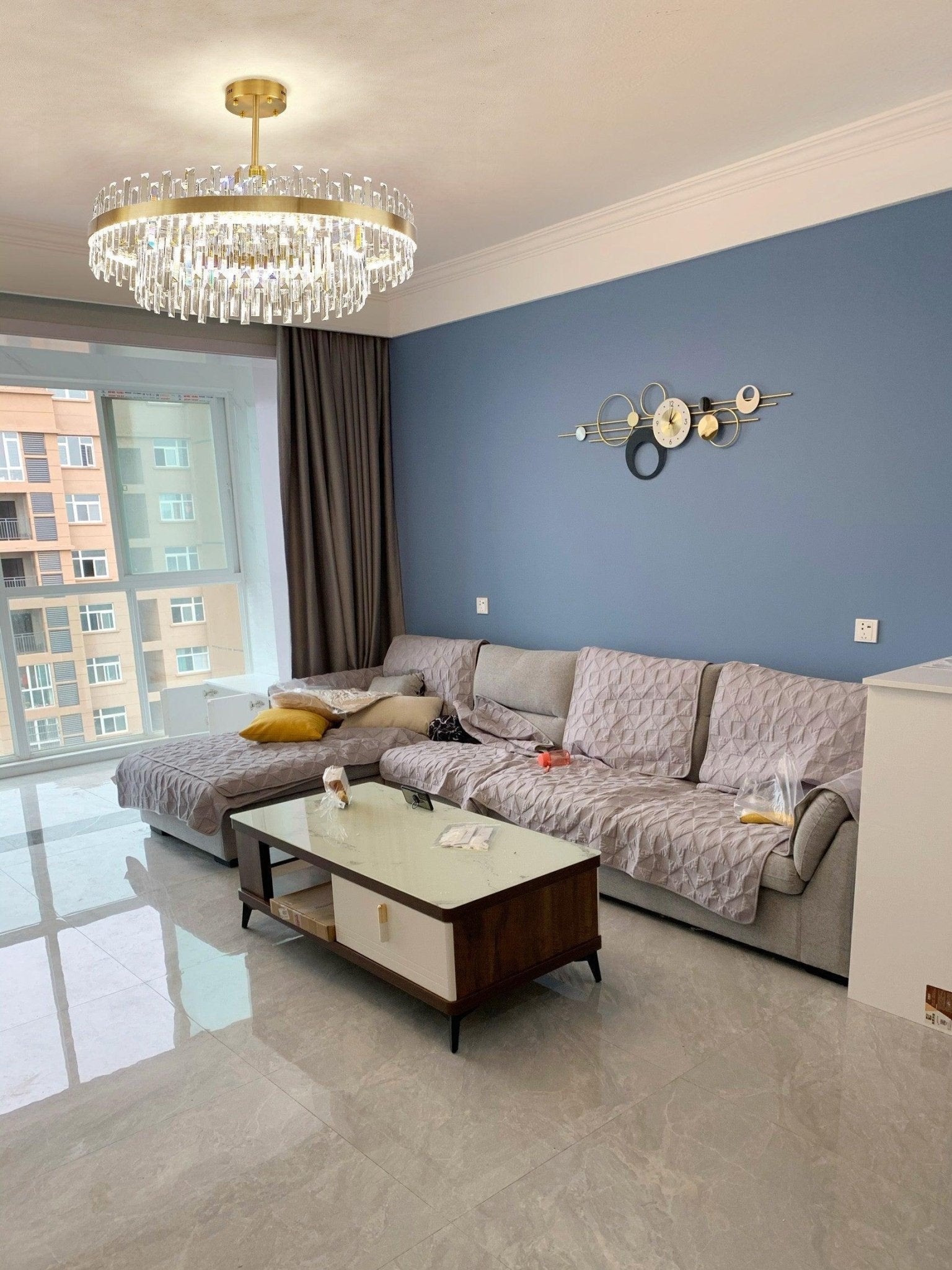 Lustra Chandelier Élégant en Cristal et Laiton en Forme de Tambour - Neutralighting