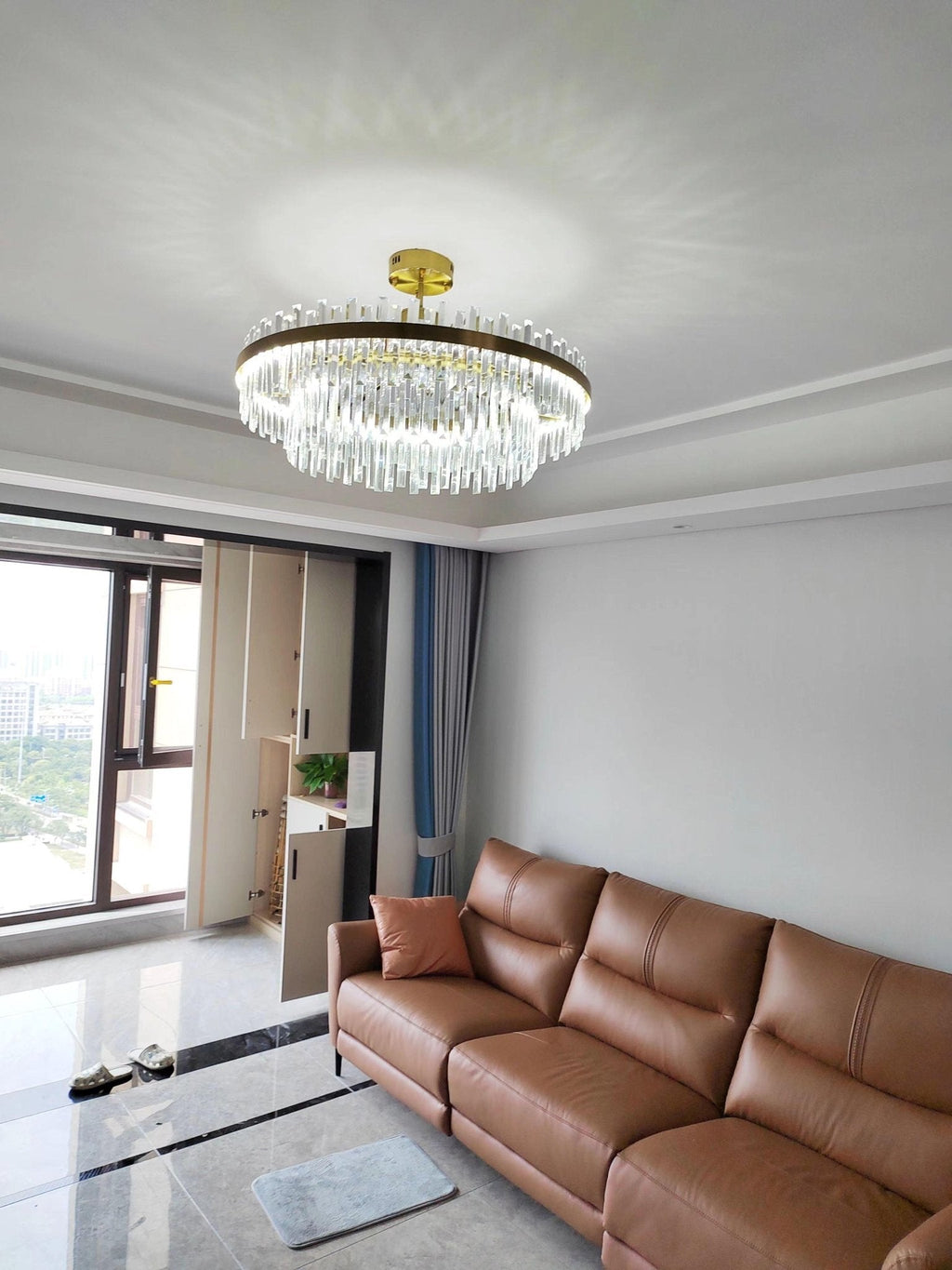 Lustra Chandelier Élégant en Cristal et Laiton en Forme de Tambour - Neutralighting