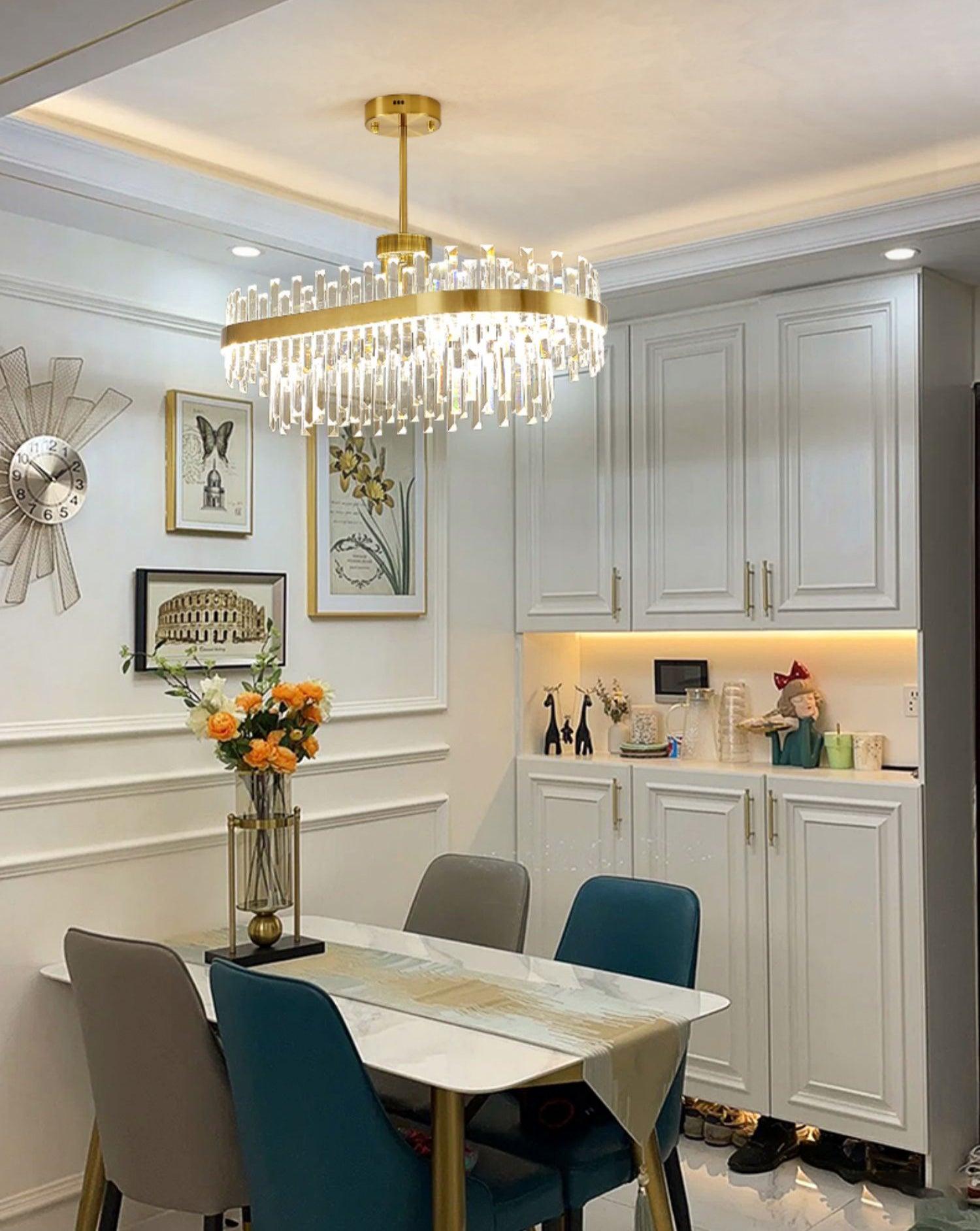 Lustra Chandelier Élégant en Cristal et Laiton en Forme de Tambour - Neutralighting