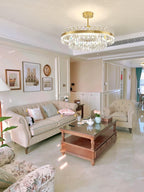 Lustra Chandelier Élégant en Cristal et Laiton en Forme de Tambour - Neutralighting