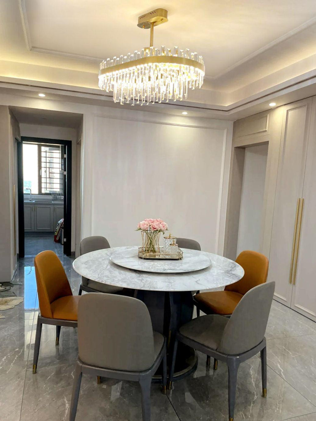 Lustra Chandelier Élégant en Cristal et Laiton en Forme de Tambour - Neutralighting